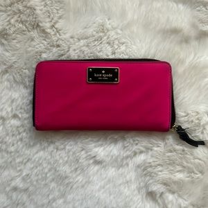 Preloved ❤️ hot pink nylon kate spade wallet